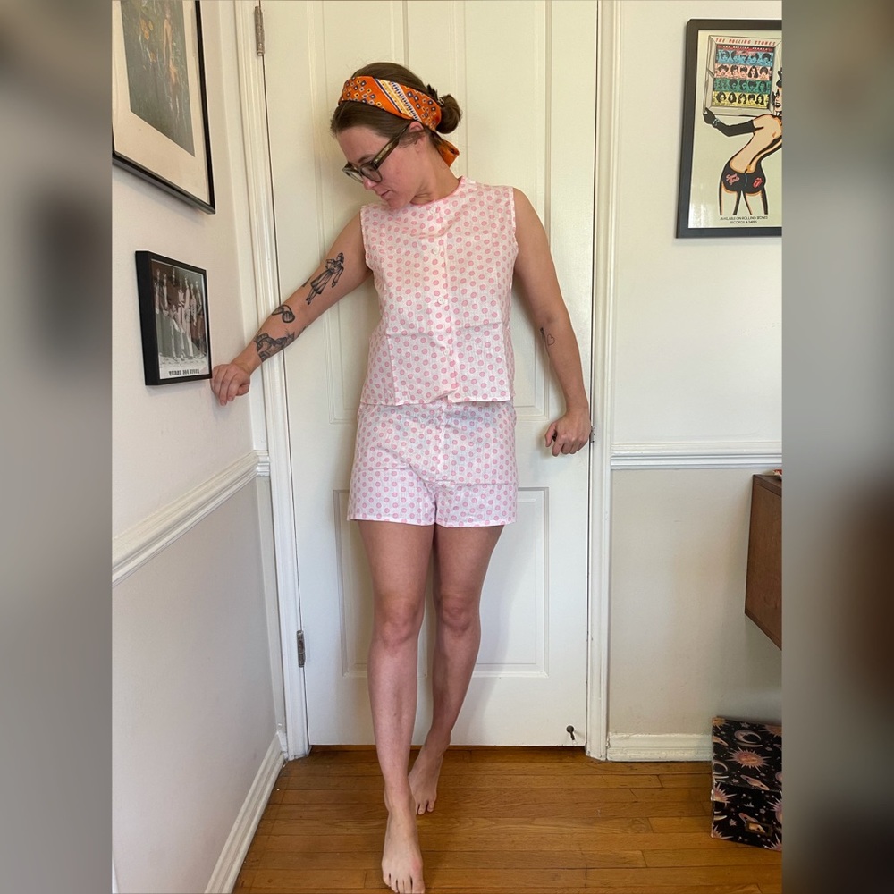 60s Vintage Dead-stock Pink Polka Dot PJ Set - Picture 3 of 10